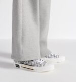 Oblique High-Top Sneakers Grey White - Image 3