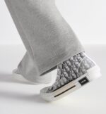 Oblique High-Top Sneakers Grey White - Image 2
