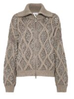 Brunello Cucinelli Openwork Cable Knit Zip Cardigan