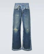 Vintage Distressed Wide-Leg Denim Jeans