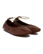 Jil Sander Gold Ankle Bracelet Leather Ballet Flats - Image 2