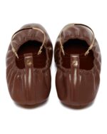Jil Sander Gold Ankle Bracelet Leather Ballet Flats - Image 5