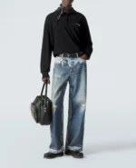 Vintage Distressed Wide-Leg Denim Jeans - Image 3