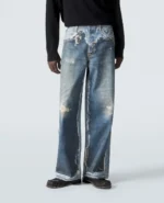 Vintage Distressed Wide-Leg Denim Jeans - Image 2