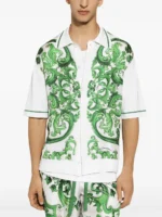 Green Majolica Silk Bowling Shirt - Image 3