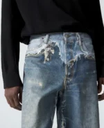 Vintage Distressed Wide-Leg Denim Jeans - Image 5