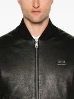 Minimalist Leather Bomber Jacket - Image 2