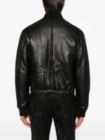 Minimalist Leather Bomber Jacket - Image 4