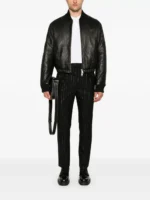 Minimalist Leather Bomber Jacket - Image 3