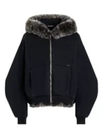 Fur-Trimmed Oversized Zip Hoodie