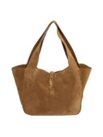 Suede Shopping Tote – Camel Tan