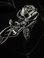 Embroidered Rose Velvet Bomber Jacket - Image 4