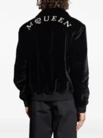 Embroidered Rose Velvet Bomber Jacket - Image 3