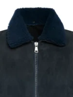 Shearling-Collar Suede Bomber Jacket - Image 2