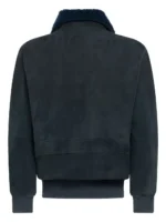 Shearling-Collar Suede Bomber Jacket - Image 4