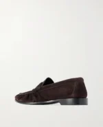 Gathered Suede Penny Loafers Dark Brown - Image 5