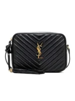 Lou Quilted Camera Bag in Black Leather
