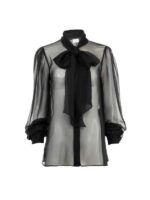 Valentino Sheer Silk Bow Blouse