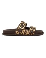 Fendi FF Raffia Slide Sandals - Image 2