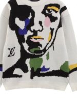 Artistic Portrait Intarsia Wool Sweater - Image 6