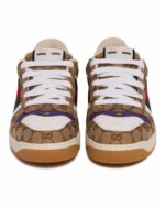 GG Supreme Web Stripe Leather Sneakers - Image 4
