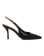 Chain Strap Leather Slingback Pumps