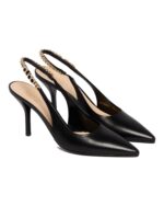 Chain Strap Leather Slingback Pumps - Image 2