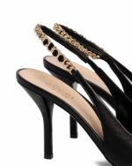 Chain Strap Leather Slingback Pumps - Image 5
