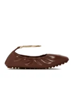 Jil Sander Gold Ankle Bracelet Leather Ballet Flats