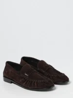 Gathered Suede Penny Loafers Dark Brown - Image 2