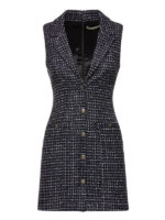 Balmain Tweed Tailored Mini Dress – Navy & Silver