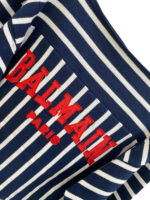 Balmain Logo Striped Cropped Knit Sweater - Image 3
