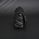 Quilted Leather Shoulder Bag – Matte Black - Image 6