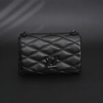Quilted Leather Shoulder Bag – Matte Black - Image 3