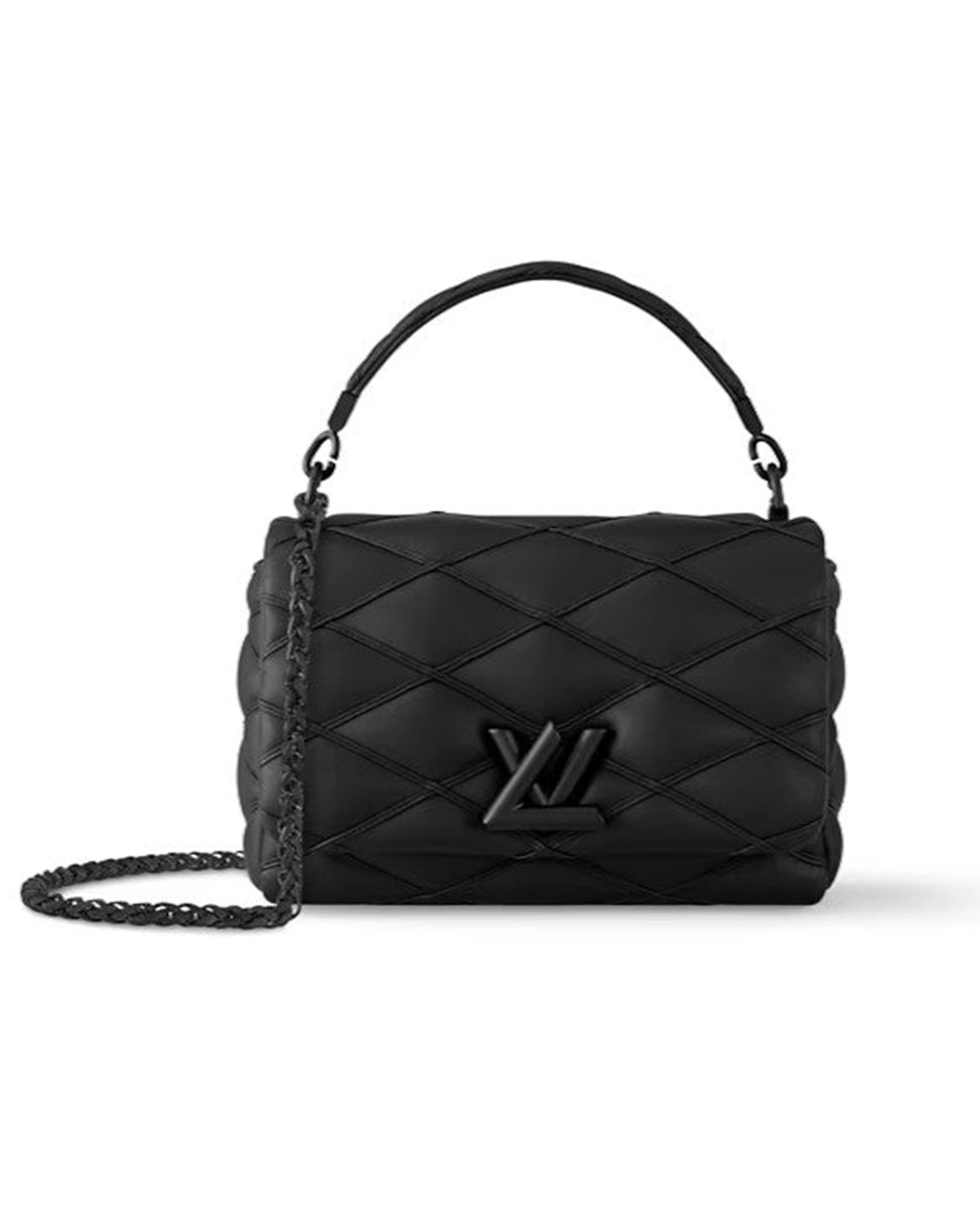 lvv Quilted Leather Shoulder Bag – Matte Black - Image 1