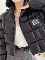 Miu Miu Cropped Glossy Down Jacket - Image 3