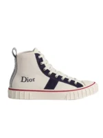 High-Top Canvas Sneakers – White & Navy