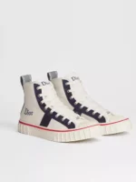 High-Top Canvas Sneakers – White & Navy - Image 2