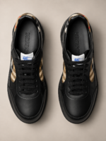 Check Panel Leather Sneakers - Image 2
