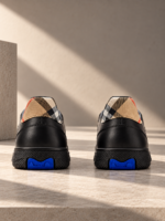 Check Panel Leather Sneakers - Image 5