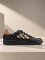 Check Panel Leather Sneakers